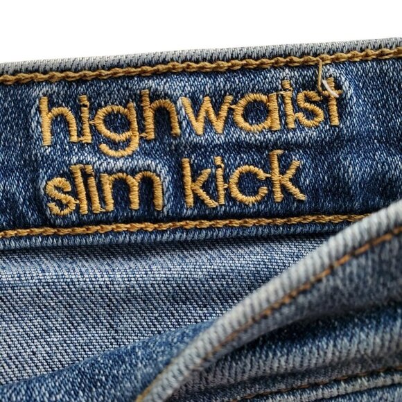 7 For All Mankind Luxe Vintage High Waist Slim Kick Flare Studded Hems Size 24 - Picture 9 of 16